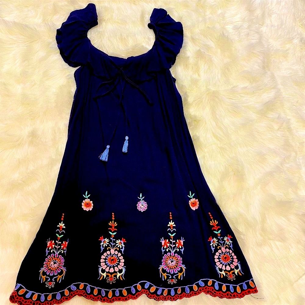 Embroidered Ruffled Swing Babydoll Dress